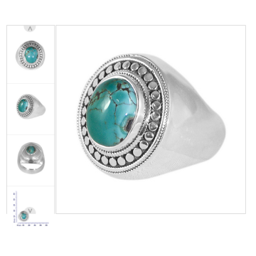 925 STERLING SILVER SOLITAIRE RING WITH TIBETAN TURQUOISE GEMSTONE JEWELLERY